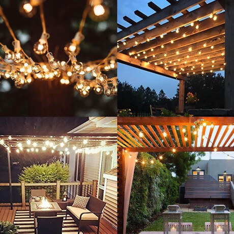 Guirnalda Guía Luces Vintage X25 + 2 Rep 7,62m Jardín Verde