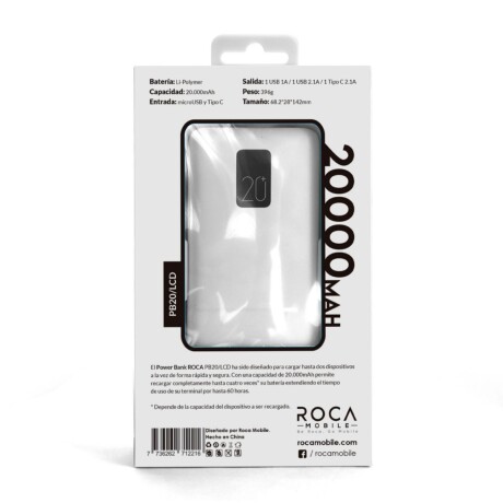 Power Bank ROCA PB20/LCD 20.000mAh Blanco Power Bank ROCA PB20/LCD 20.000mAh Blanco