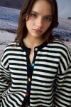 Cardigan rayado buttons negro