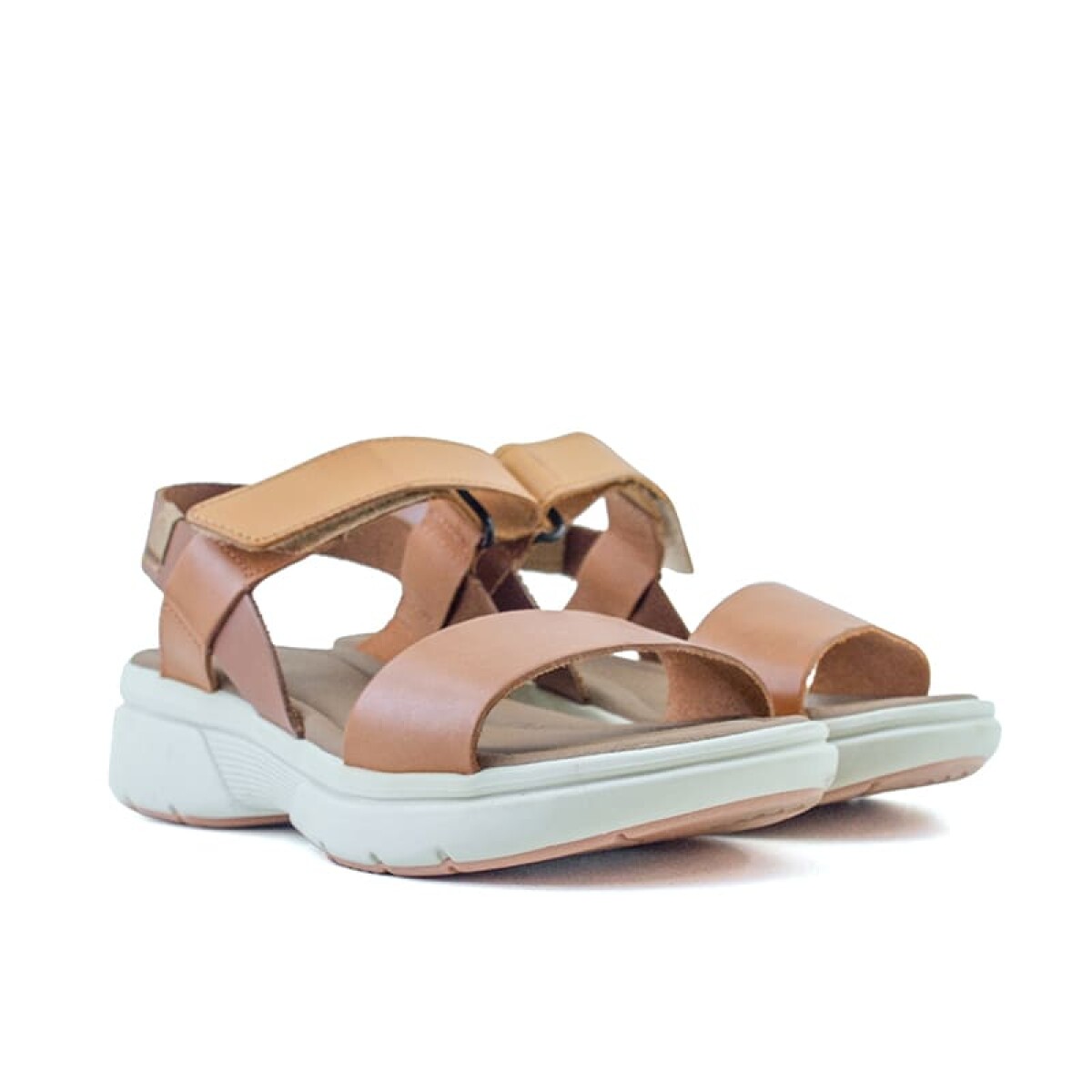 Sandalias Country Tira Ancha Con Velcro de Mujer - 24202 - Marron Oscuro-naranja 