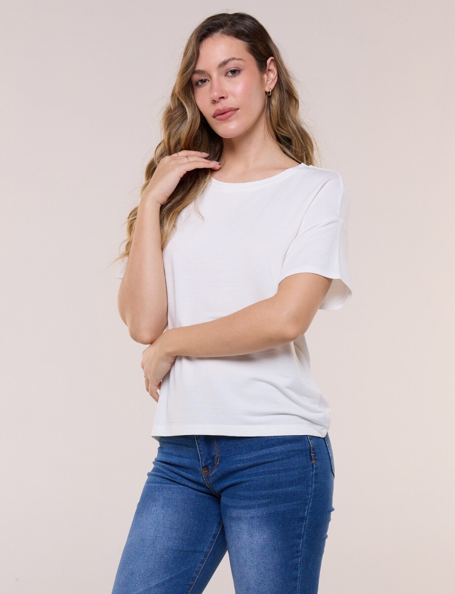 Remera Boxy Hombro Caido - Blanco 