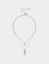 Collares Cortos Religioso Collar Corto Con Cruz - Plateado