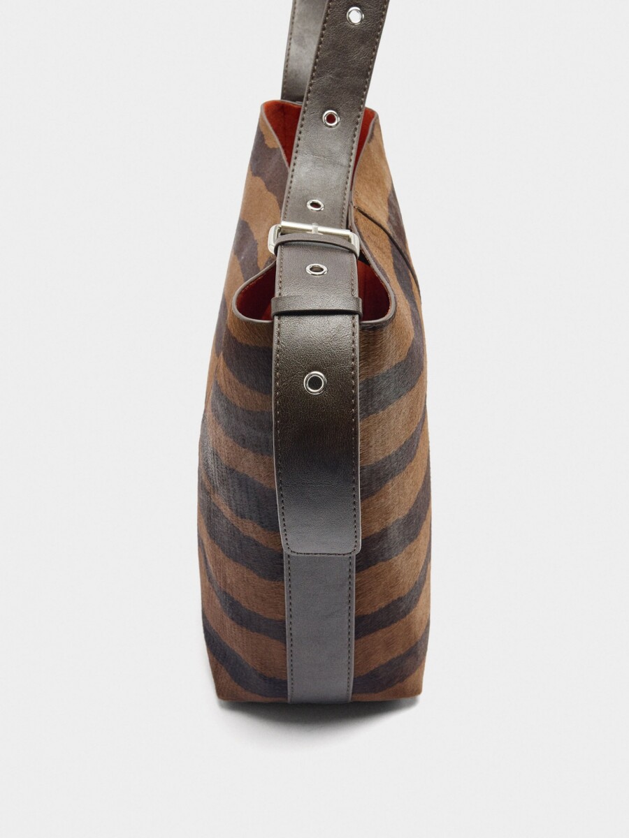 Bolso De Hombro Con Piel Estampado Animal marron