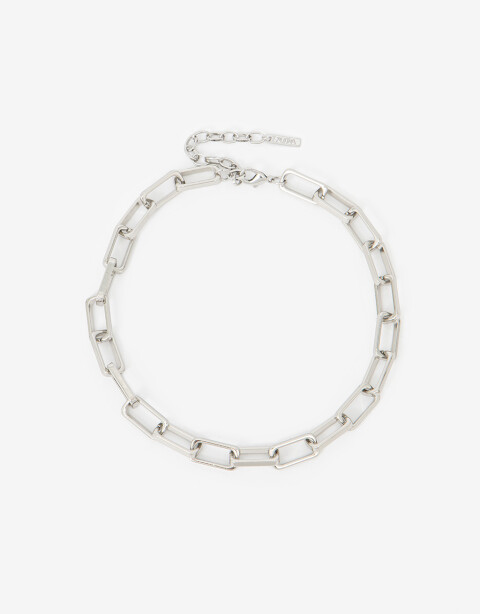 Collares Cortos Metal Collar Corto Metal Eslabones - Plateado Rodio