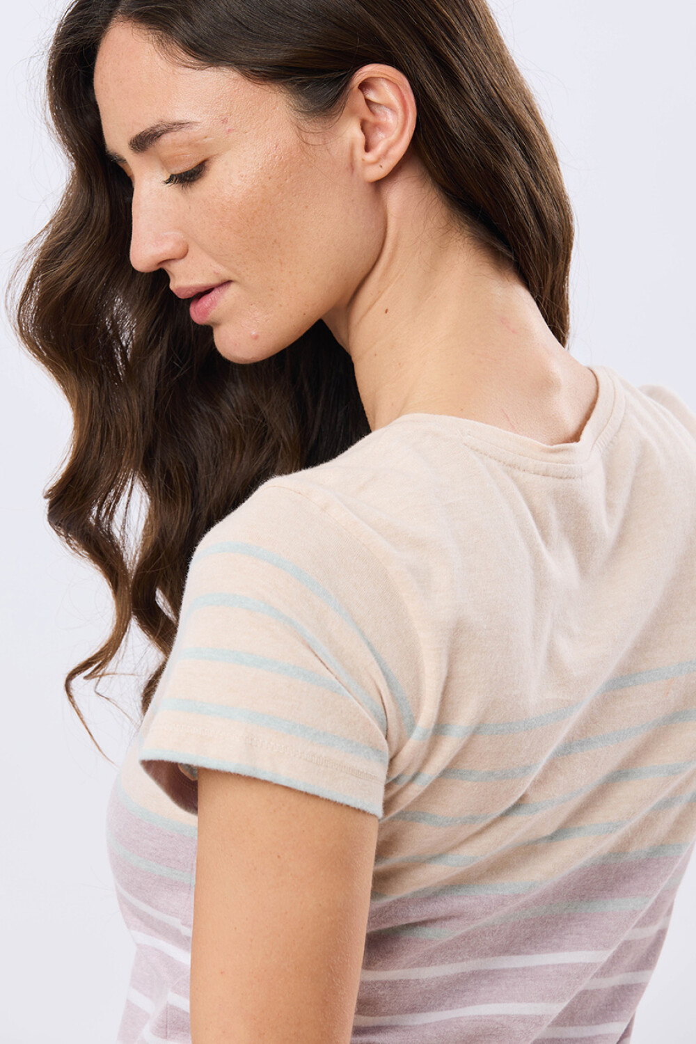 REMERA RAYADA DE ALGODÓN Lila