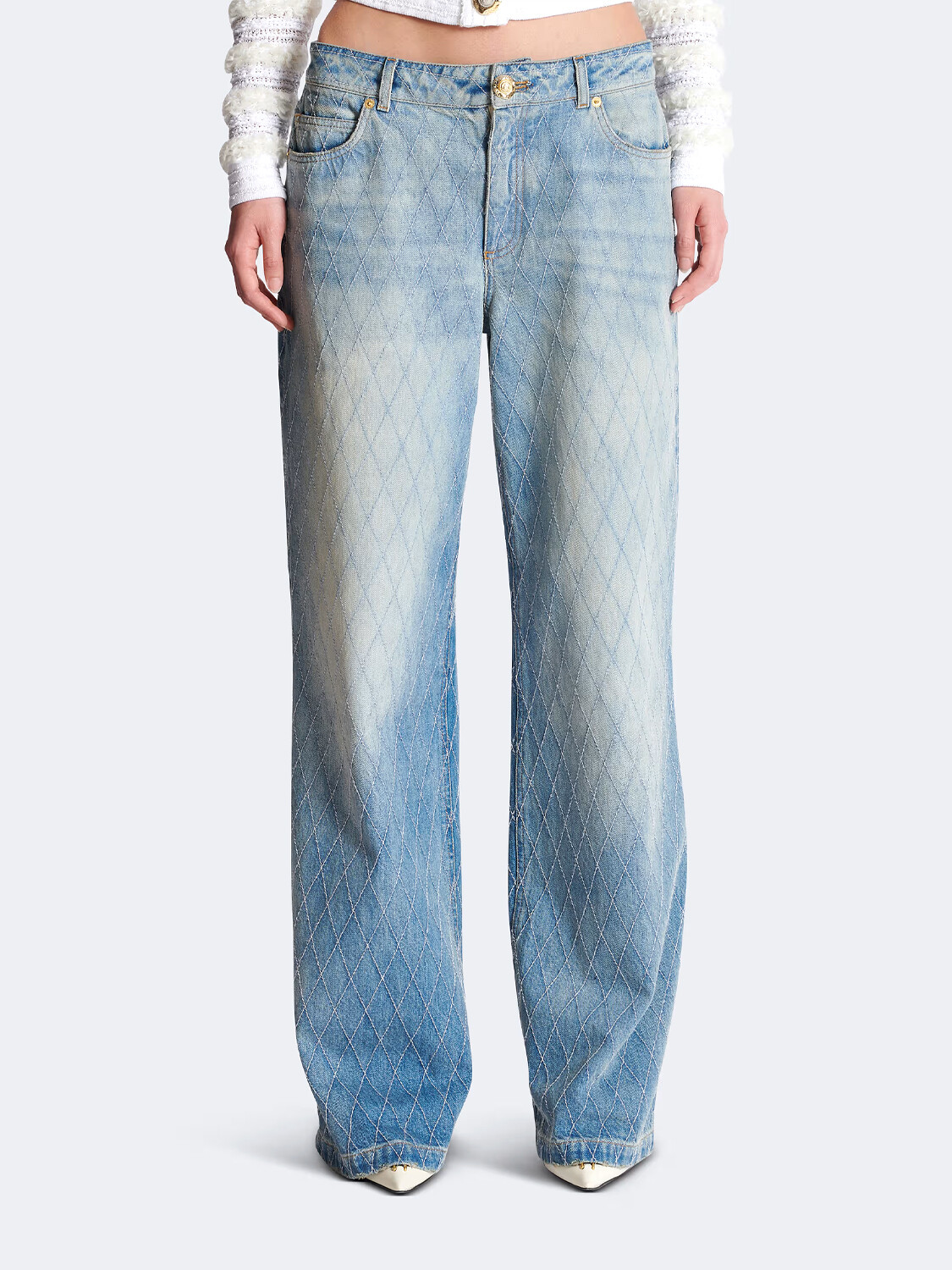 BALMAIN - JEANS STRAIGHT-FIT DIAMOND DENIM Alta Automática