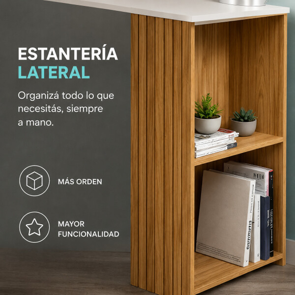 Escritorio ComboHome Nórdico Estantes Laterales 120 Cm Deco Blanco 1