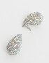 Aros Colgantes Cortos Con strass Aros Gota Con Strass - Plateado