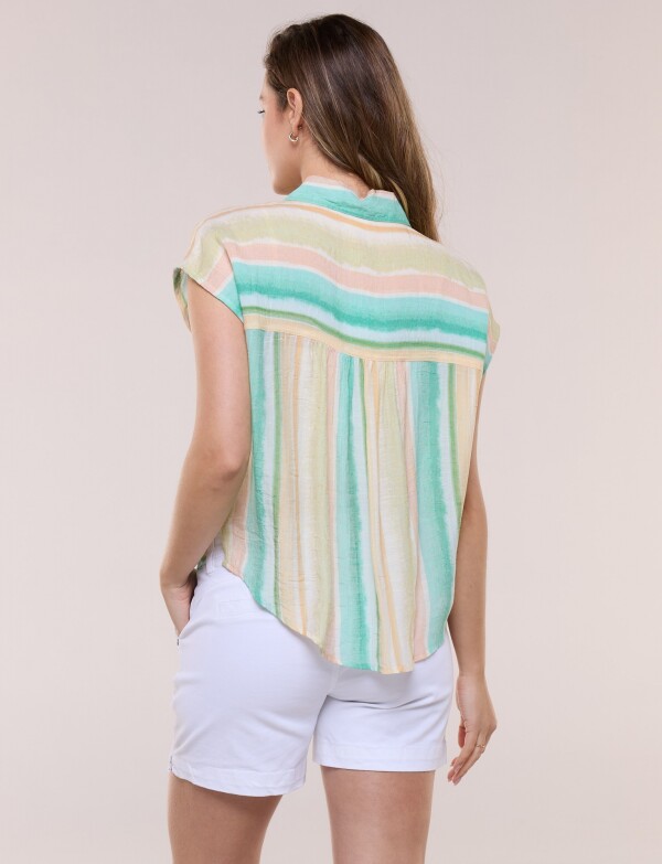 Camisa S/m Gasa MULTI/VERDE