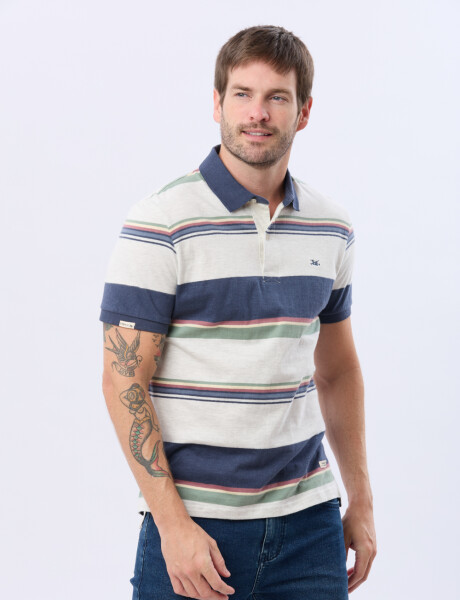 REMERA POLO RAYADA Gris