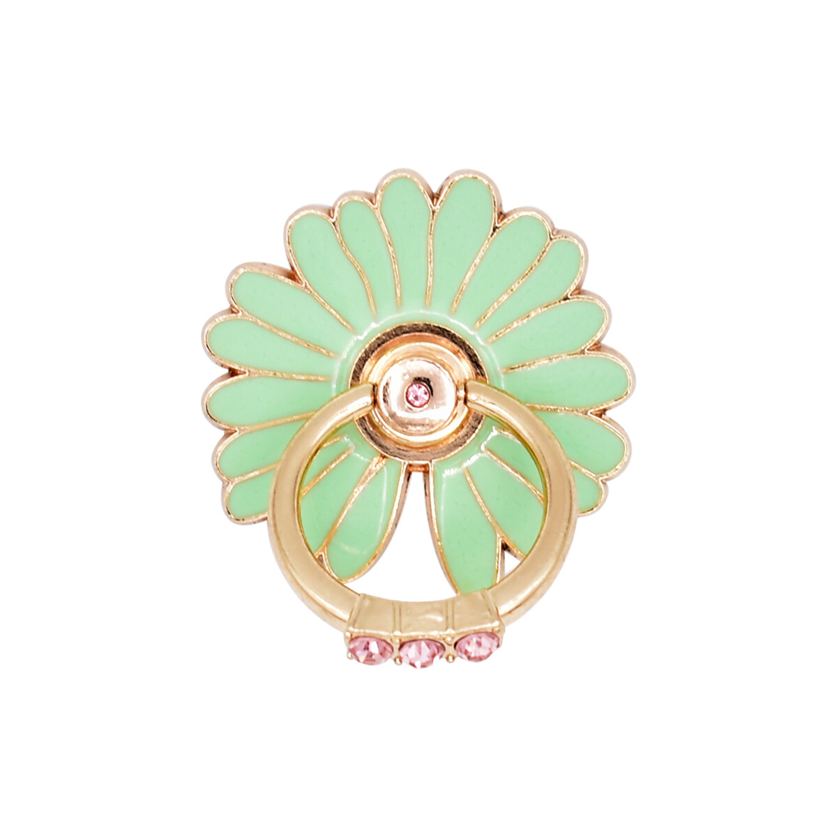 Anillo para celular diseño flor color verde 