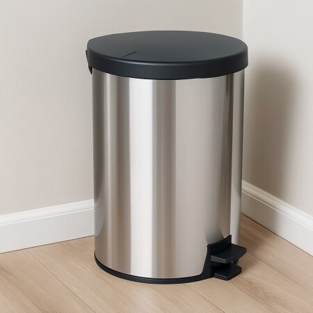 PAPELERA TACHO ACERO INOXIDABLE TRAMONTINA 12LTS PLATEADO