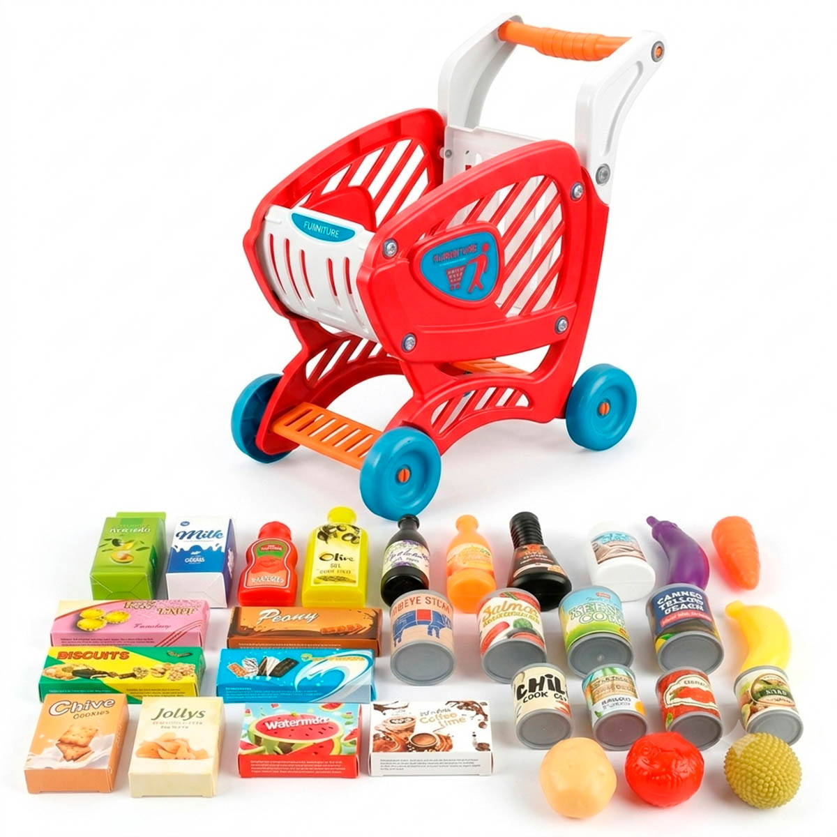 Set Carrito Compras 64 Pcs Supermercado Juguete 
