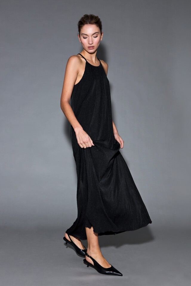 Maxi vestido lurex negro