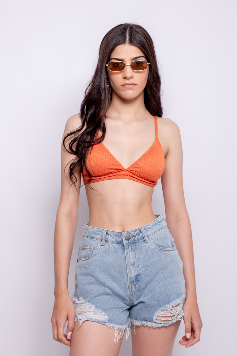 TOP TRIANGULO FIJO LEOPARD Coral Oscuro