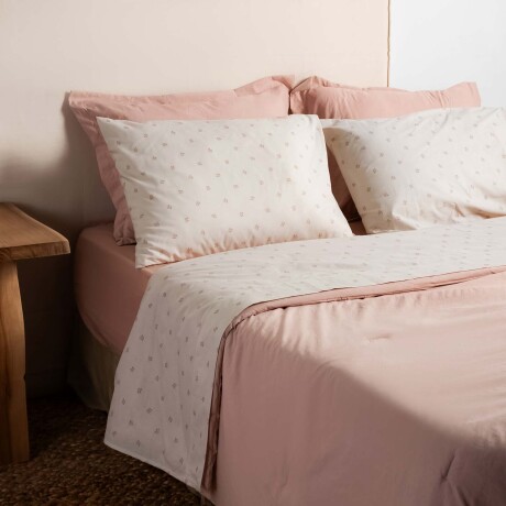 JUEGO SÁBANAS 1 PLAZA ALGODON-Y-POLIESTER ROSA BOUQUET