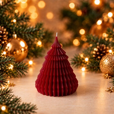 Vela Navideña Pino Acanalado – Rojo 15cm Vela Navideña Pino Acanalado – Rojo 15cm