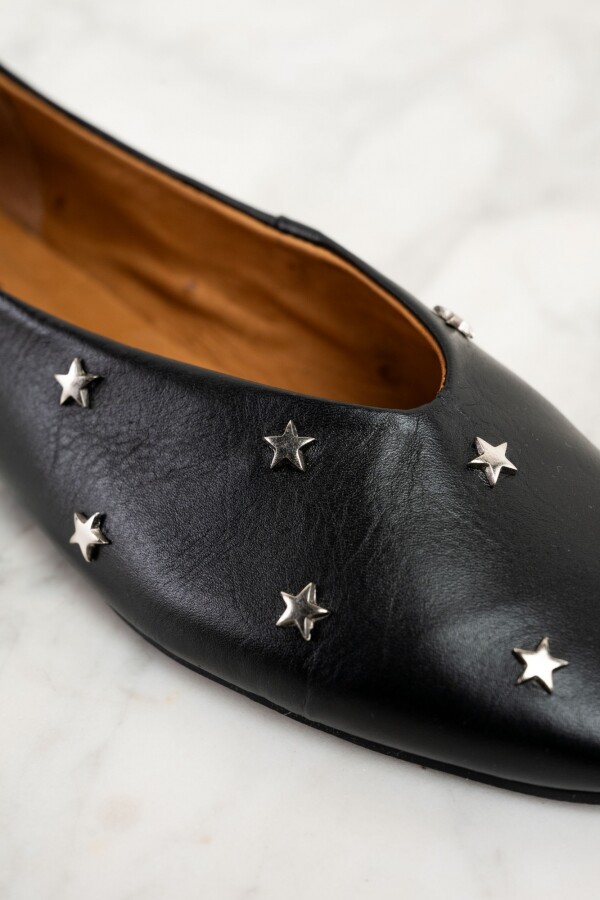 Chatita Cuero Estrellas Negro