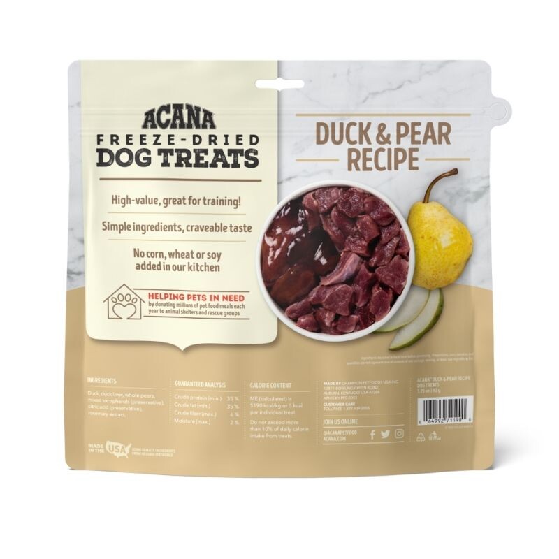 Acana Duck & Pear Freeze-Dried Treats 35 grs Acana Duck & Pear Freeze-Dried Treats 35 grs