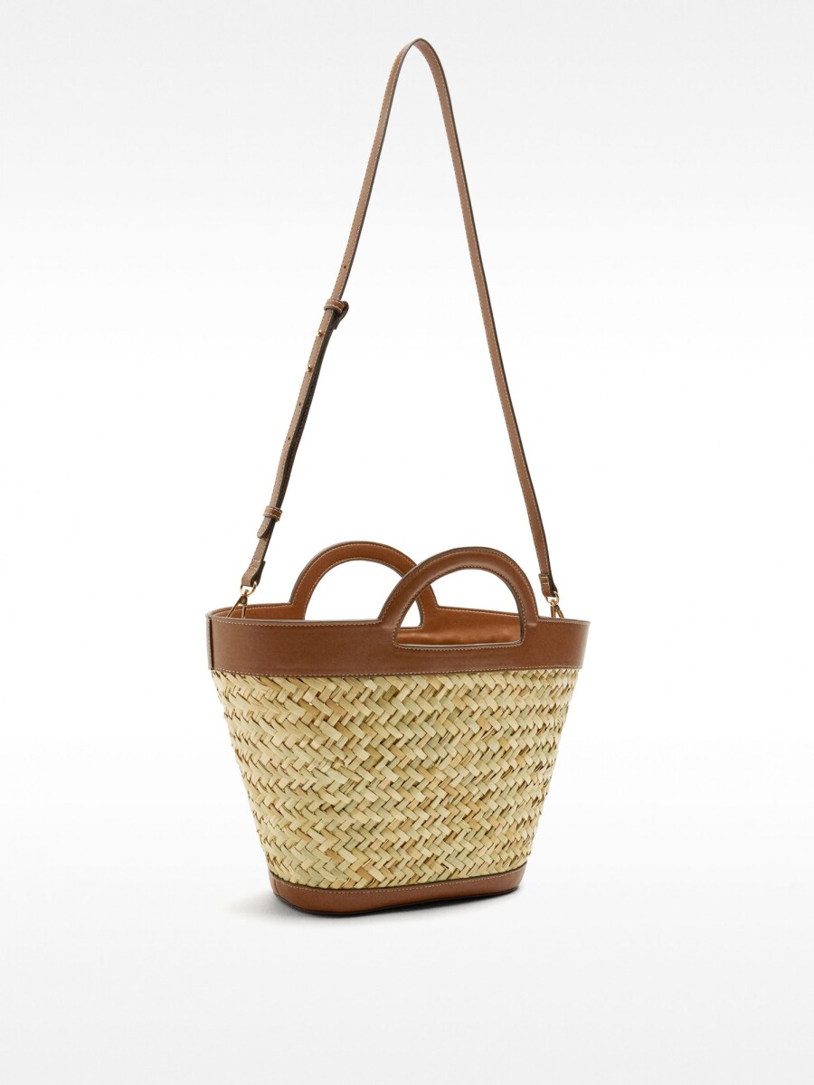 Bolso Tote De Rafia Con Asa Bandolera M camel