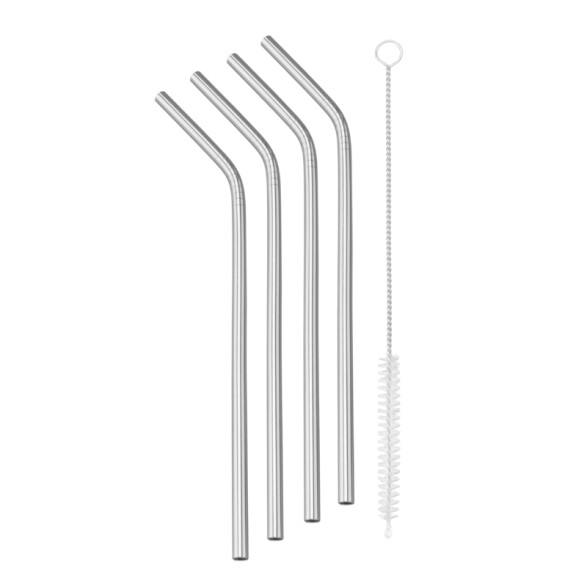 Juego de 4 sorbitos en acero inoxidable + cepillo -TRAMONTINA TF0011