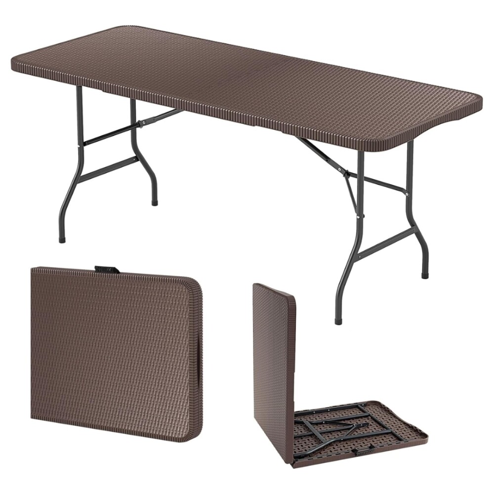 Mesa Plegable Simil Rattan 180 Marrón Mesa Plegable Simil Rattan 180 Marrón