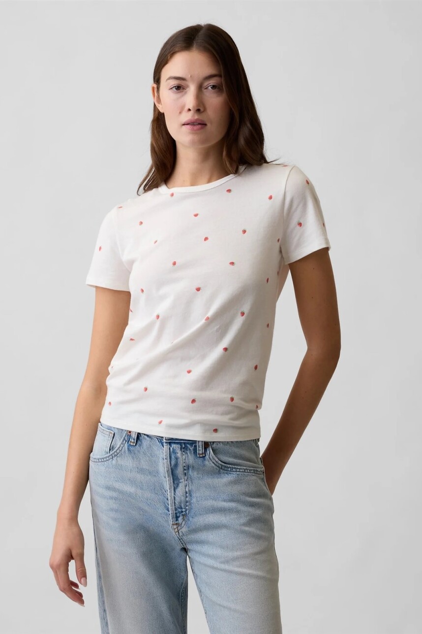 Remera Manga Corta Mujer Strawberries White