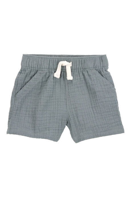 Set tres piezas de algodón, short, remera henley y body, gris Sin color
