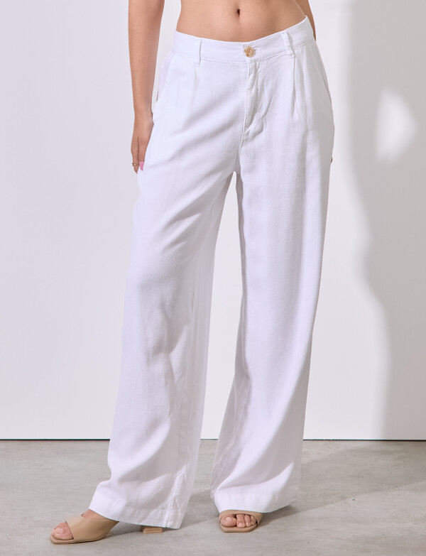 Pantalon Lino Wide BLANCO