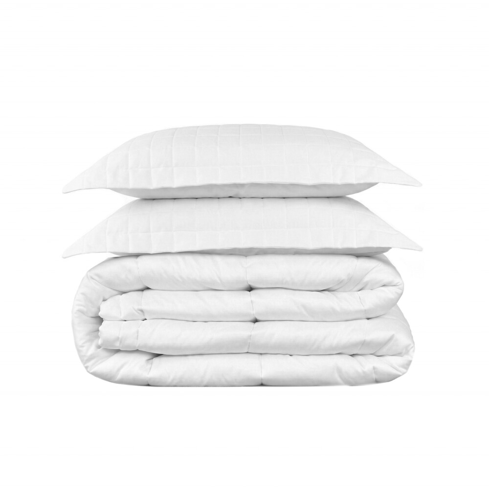 Acolchado mas Fundas Queen - Finezza 400 hilos Blanco