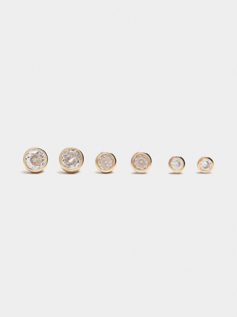 Set De Pendientes De Circonitas - dorado 