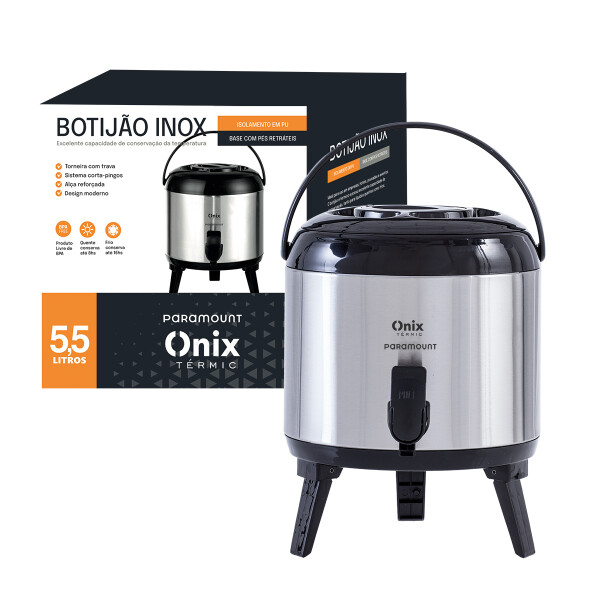 BOTELLÓN/TERMO DE ACERO INOXIDABLE 5,5 L IDEAL HOTELES/EVENTOS PLATA