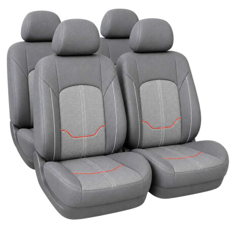 Cubre Asiento Set Cubre Asientos Weston Gris Linea Roja