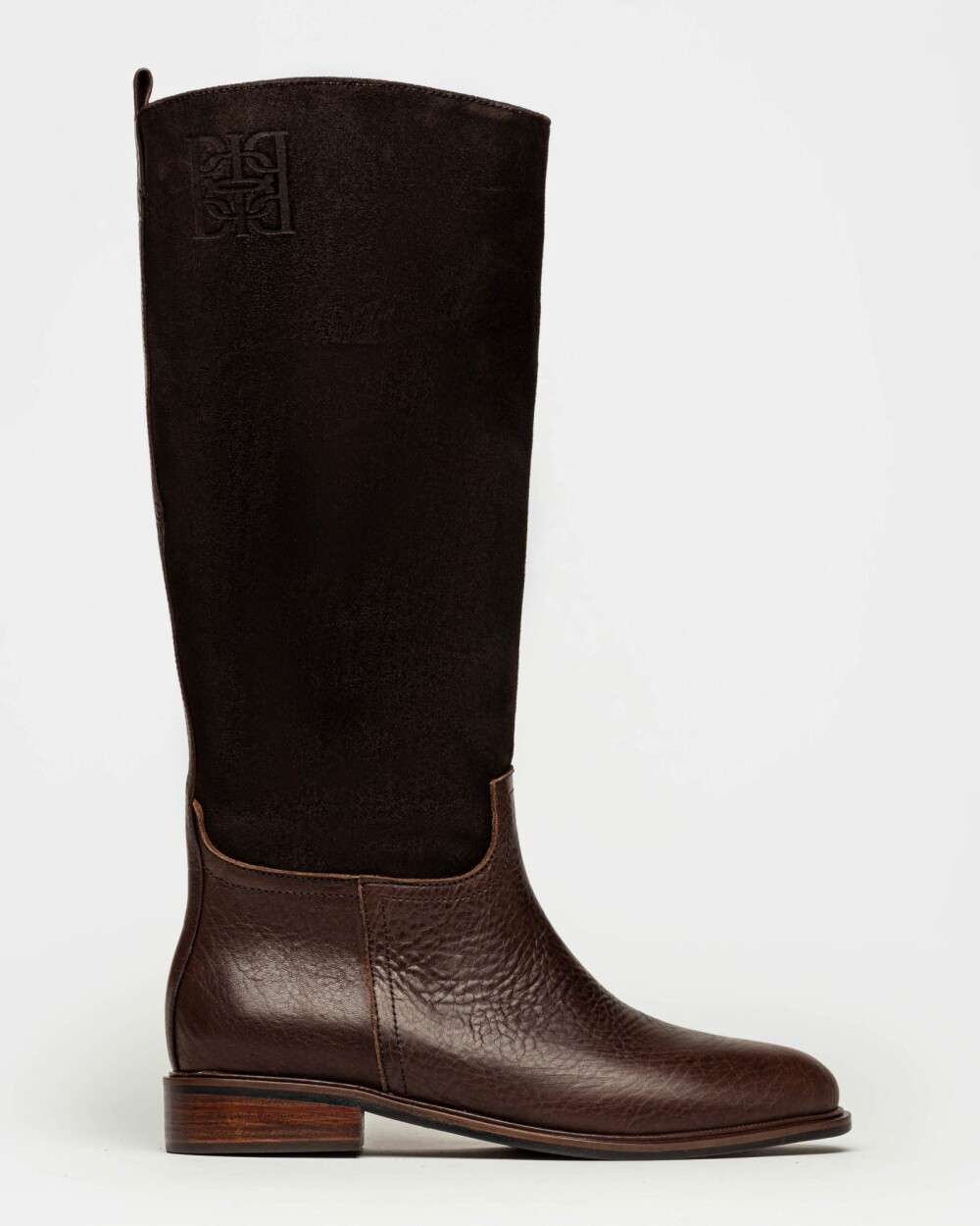 Bota caña alta New ascot en gamuza Marron
