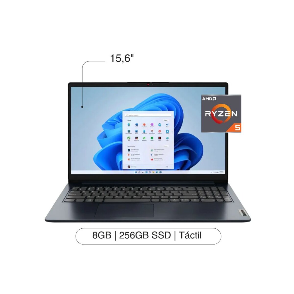 Notebook LENOVO Ideapad 1 15,6' FHD Touch 256GB / 8GB RAM R5-7520U W11H 
