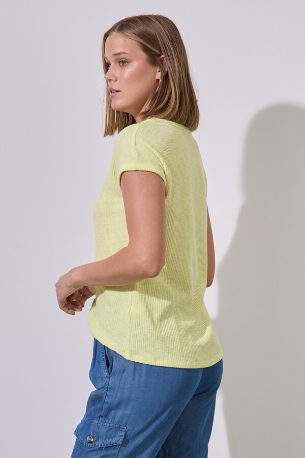 Remera Rib Escote V VERDE