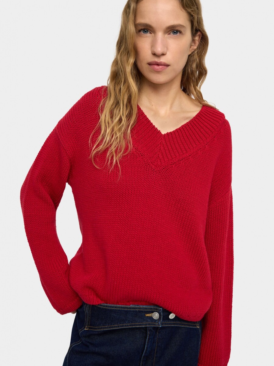 Jersey De Punto De Algodón rojo