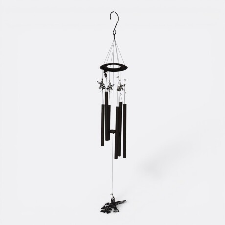 Campana de Viento Negro Calado Colibrí