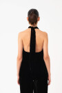 TOP HALTER, EN VELVET Negro