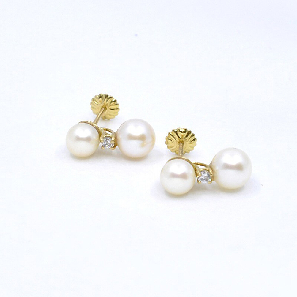 Caravanas En Oro 18K, Perlas Y Zirconias Caravanas En Oro 18K, Perlas Y Zirconias