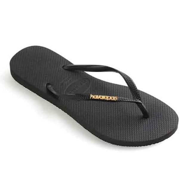 Sandalias de Mujer Havaianas Slim Logo Metallic Negro - Dorado