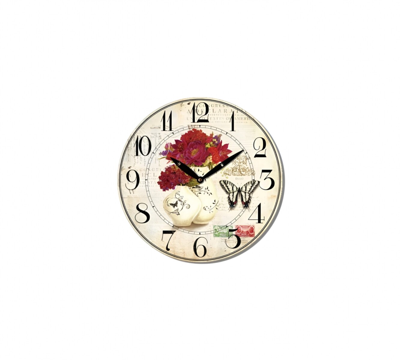 Reloj de Pared - Flores Rojas 