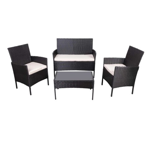 SET LIVING EXTERIOR RATTAN SINTETICO Y ACERO NEGRO APOLO SET LIVING EXTERIOR RATTAN SINTETICO Y ACERO NEGRO APOLO