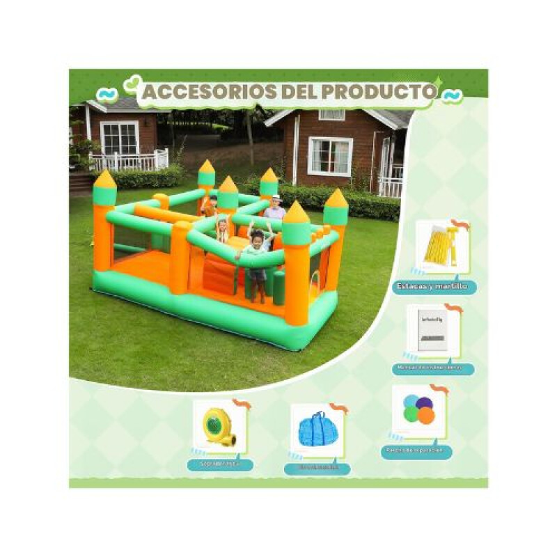 Castillo Inflable Doble Tobogán Naranja - Doctor Dolphin Castillo Inflable Doble Tobogán Naranja - Doctor Dolphin
