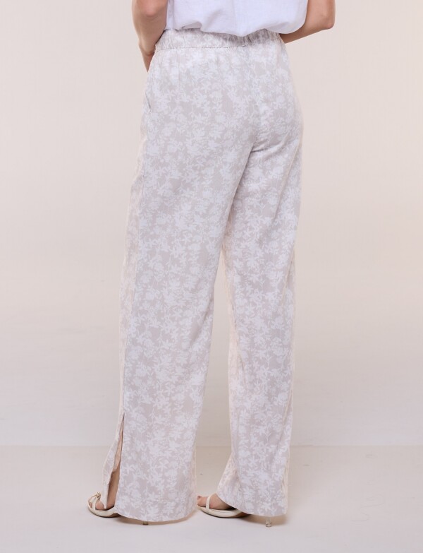 Pantalón De Lino Wide Leg BEIGE/MULTI