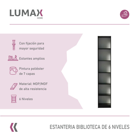 Biblioteca Estantería Lumax 6 Niveles Gris Biblioteca Estantería Lumax 6 Niveles Gris
