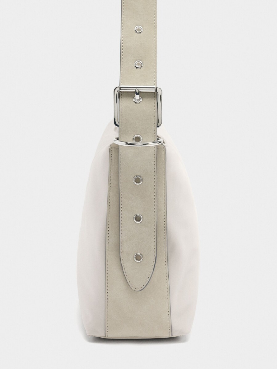 Bolso De Hombro Liso De Nylon gris