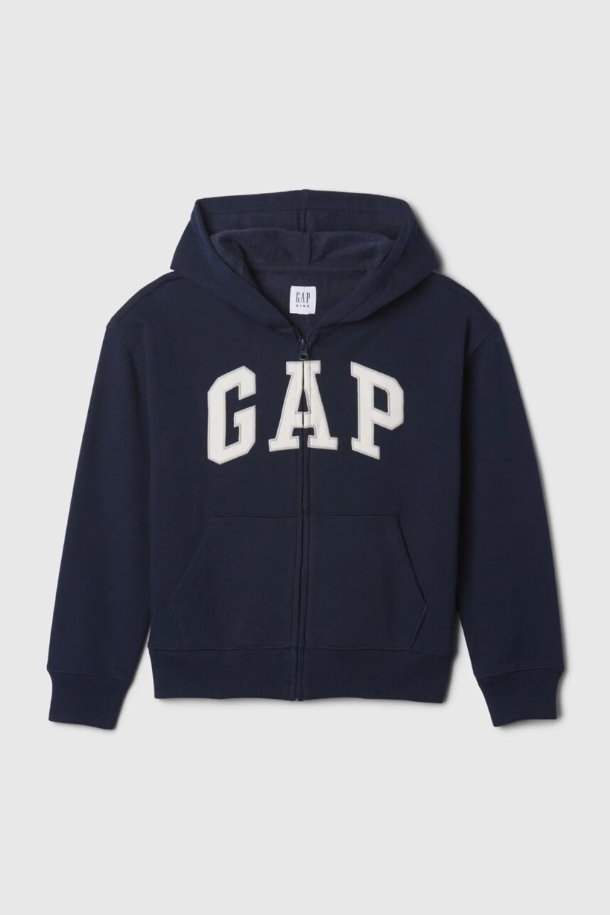 Buzo Canguro Con Cierre Logo Gap Niño Tapestry Navy