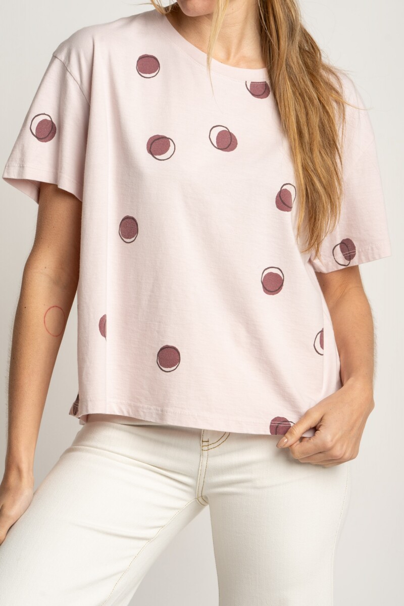 Remera Algodon Lunares Rosa Rosa