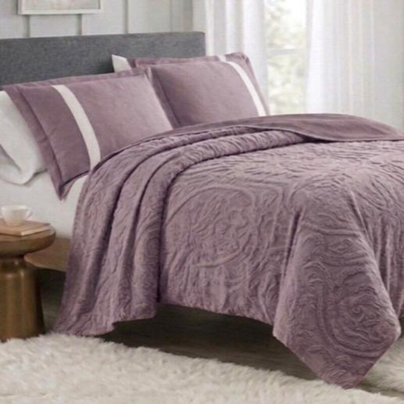 Manta Corderito 1 Plaza Frazada Polar Premium 160x240 Reversible Sherpa Cálida Suave Invierno LILA